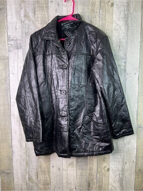 Tudor Court by Haband Large Leather Jacket w/Zip-In Fleece Liner w/Hand Pockets